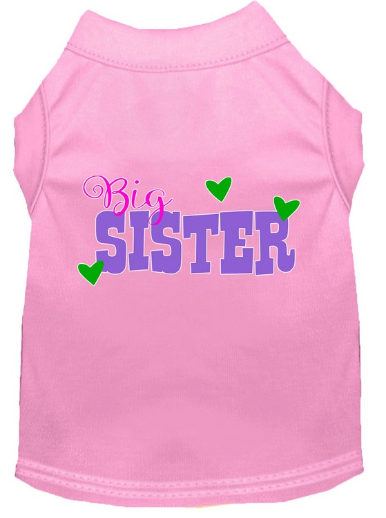 Big Sister Screen Print Dog Shirt Light Pink Lg